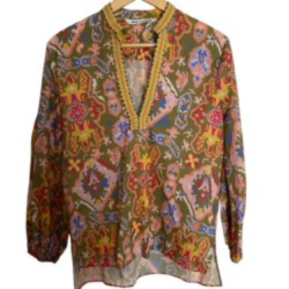 Zara Long Sleeve Printed Top Small